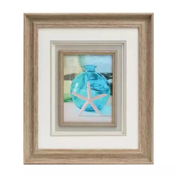 NWT Kirkland’s Starfish & Vase I Framed Art Print - Picture 1 of 7
